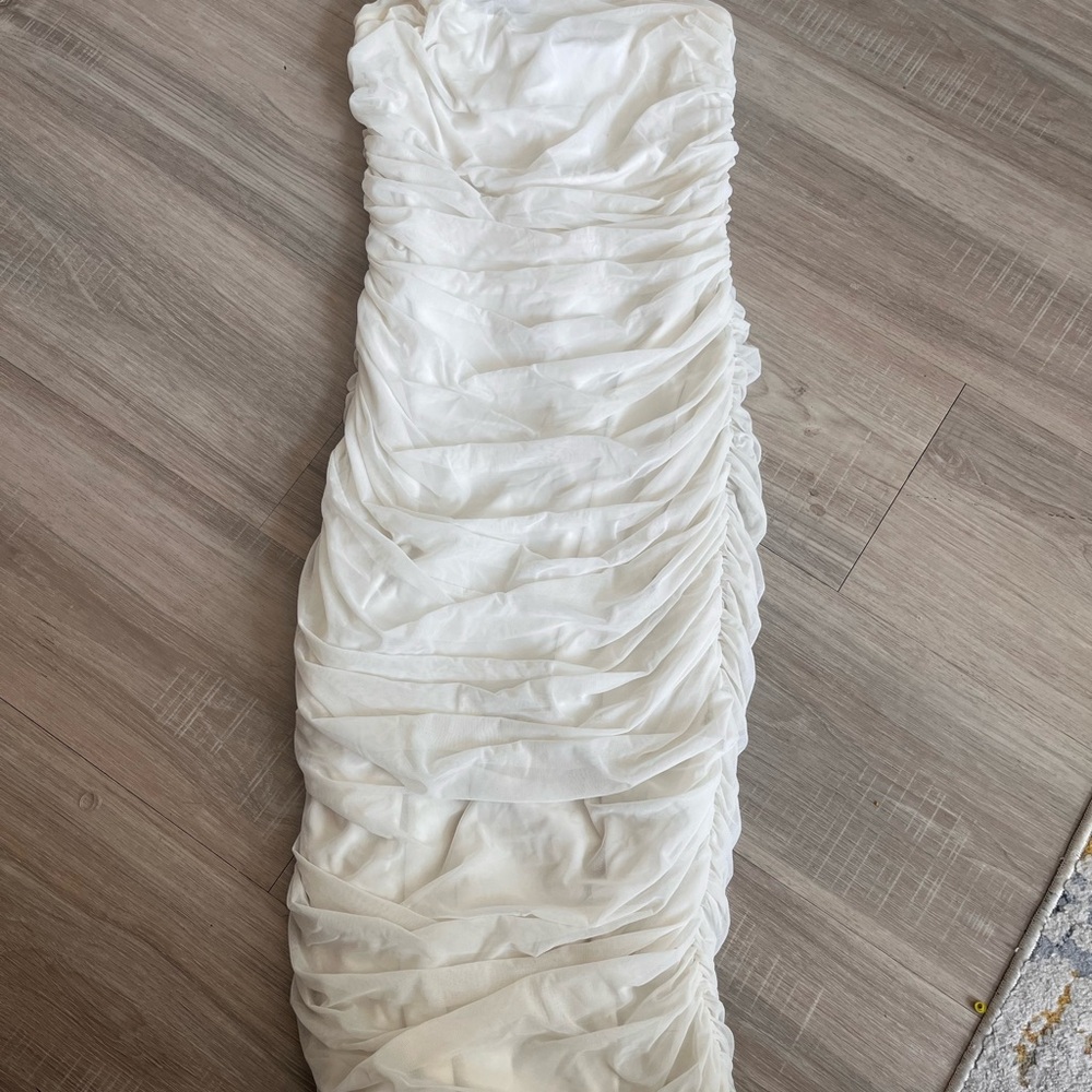 AKIRA Ivory Ruched Dress